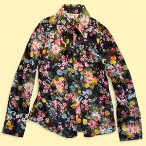 Floral Long Sleeve Mesh Blouse